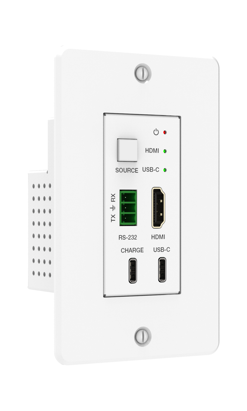 MEPX-WP10HUW 4K60 HDBaseT Wall Plate (70m/USB-C/HDMI/US-1GANG) — MEGRA MATRIX