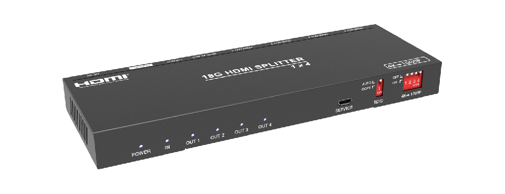 MSPL-B14SA 1x4 4K60 HDMI Splitter (4K to 2K/Audio Breakout) — MEGRA MATRIX