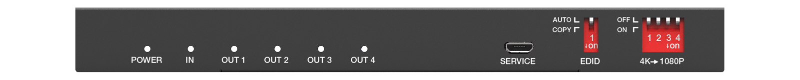 MSPL-B14SA 1x4 4K60 HDMI Splitter (4K to 2K/Audio Breakout) — MEGRA MATRIX