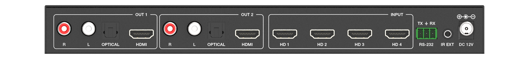 MMPX-MXB42MV 4x2 4K60 HDMI Multiview Matrix Switcher — MEGRA MATRIX