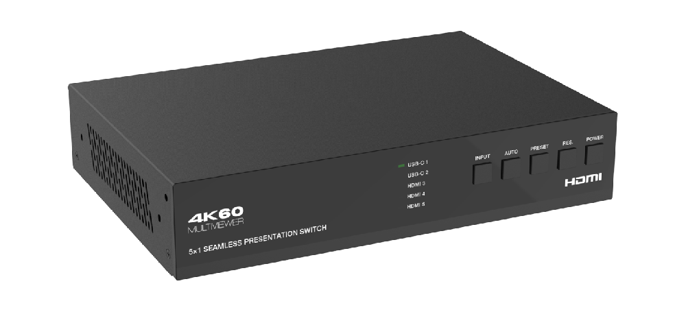 MSPX-PSB51H70 5x1 4K60 Presentation Switcher (HDBaseT 3.0/USB/Dante) — MEGRA MATRIX